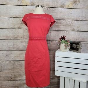 Boden Womens Midi Dress Hera Ponte Knit Short Sleeve Red 10R